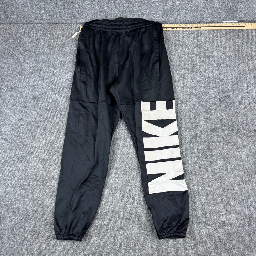 Nike Pants Mens Size M Black Therma-FIT Graphic Logo Joggers Zipper Pockets Good